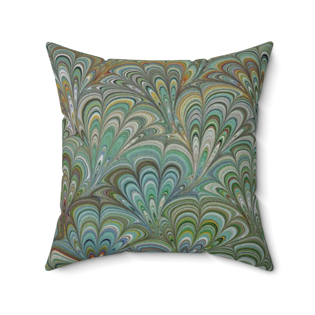 Green Peacock Square Throw Pillow includes Pillow, Hidden Zipper