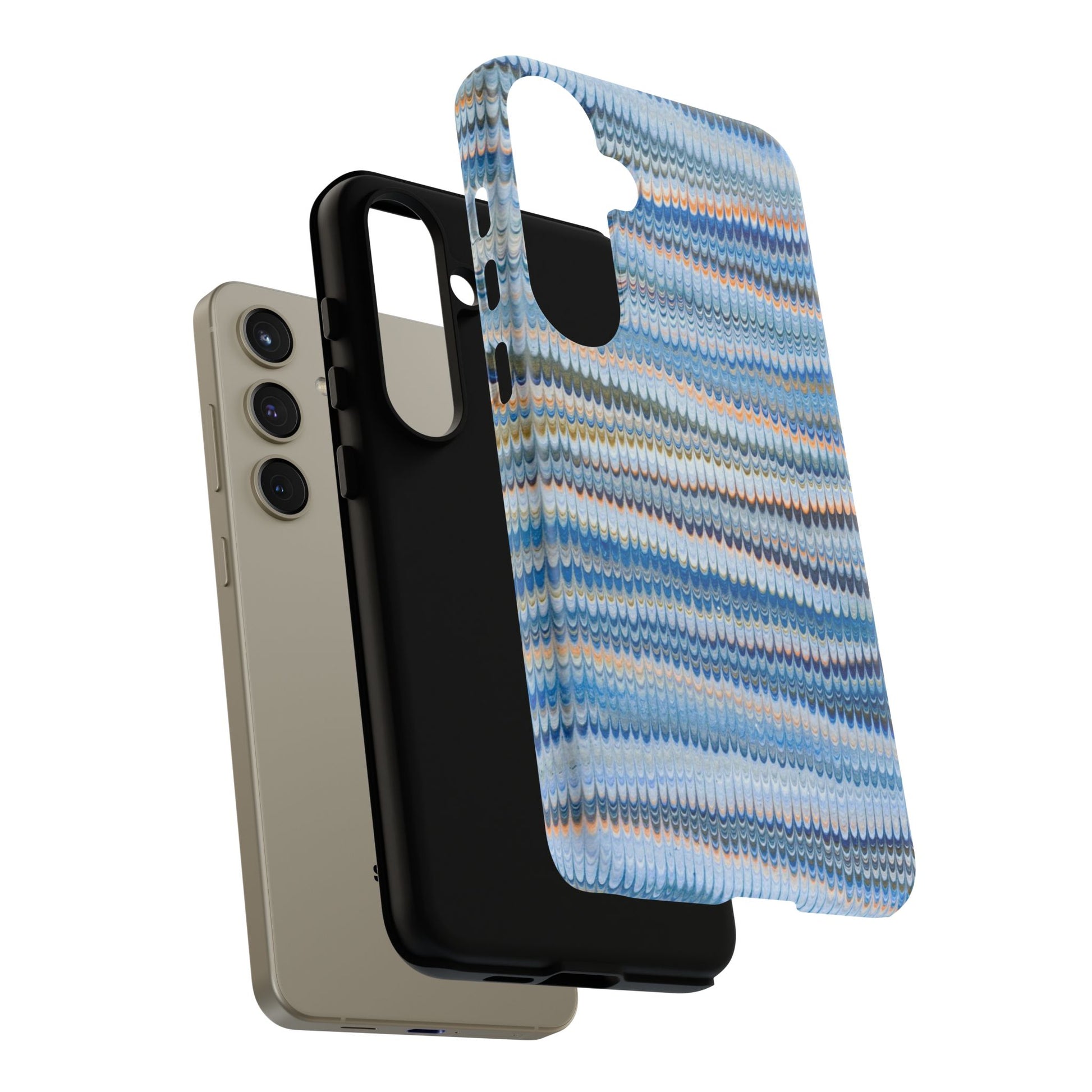 Blue Marbled Phone Cases iPhone 16 + Samsung + Apple + Google - all models, Vintage Marbled Design - Tough Cases