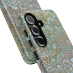 Blue and Green Feather Marbled Phone Case — Dual Layer - Tough Protective Phone Cover