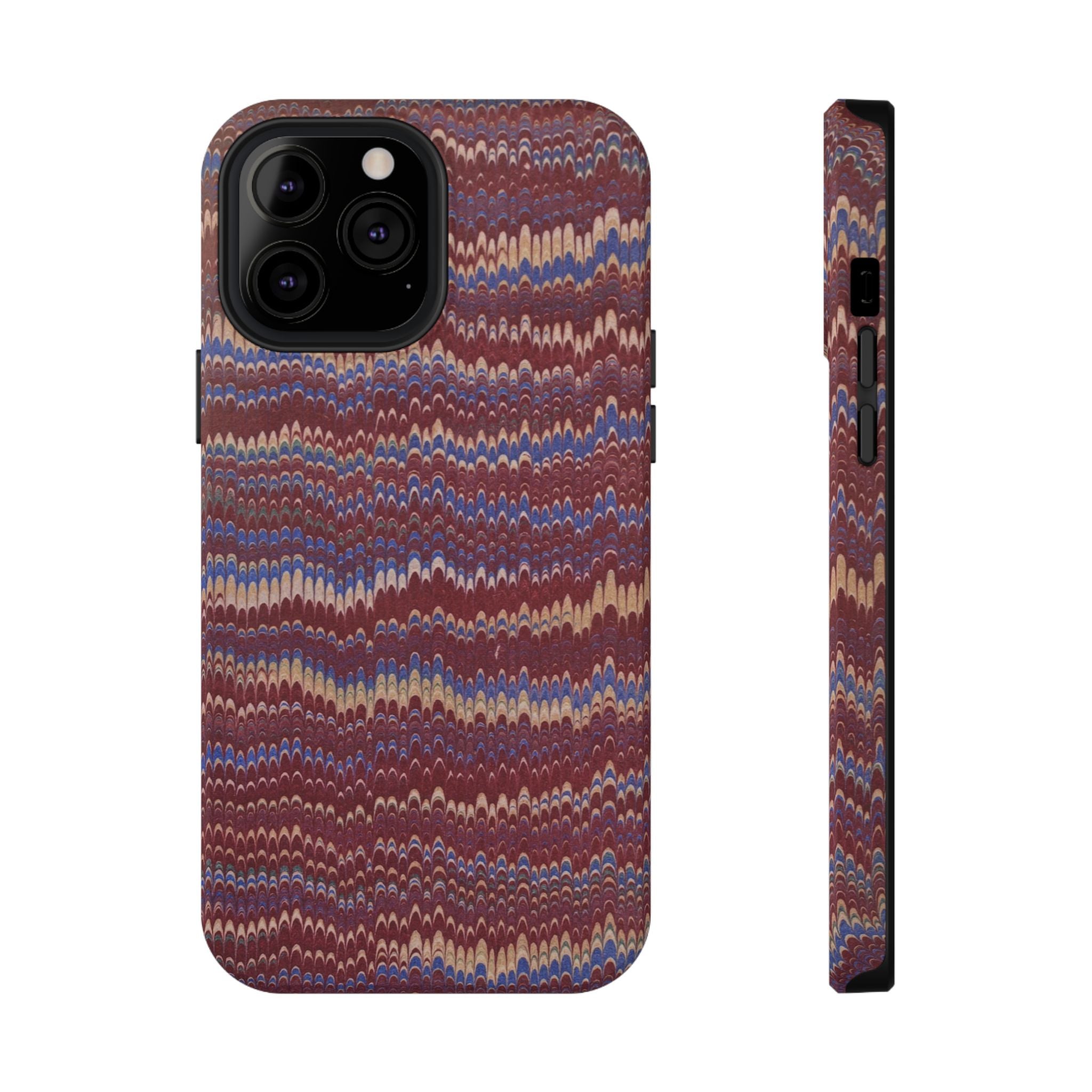 Burgundy and Blue Hues Italian Vintage Marble Design Phone Case for Apple + Samsung
