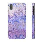 Marbled Feather Lavender + Purple Swirl - Single Layer Slim Phone Case