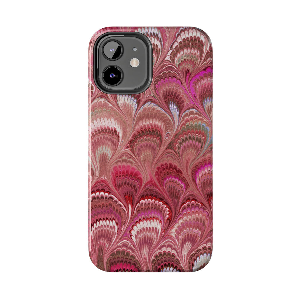 Pink Peacock Marble Italian Tough Phone Case — Durable Marbled Phone Case