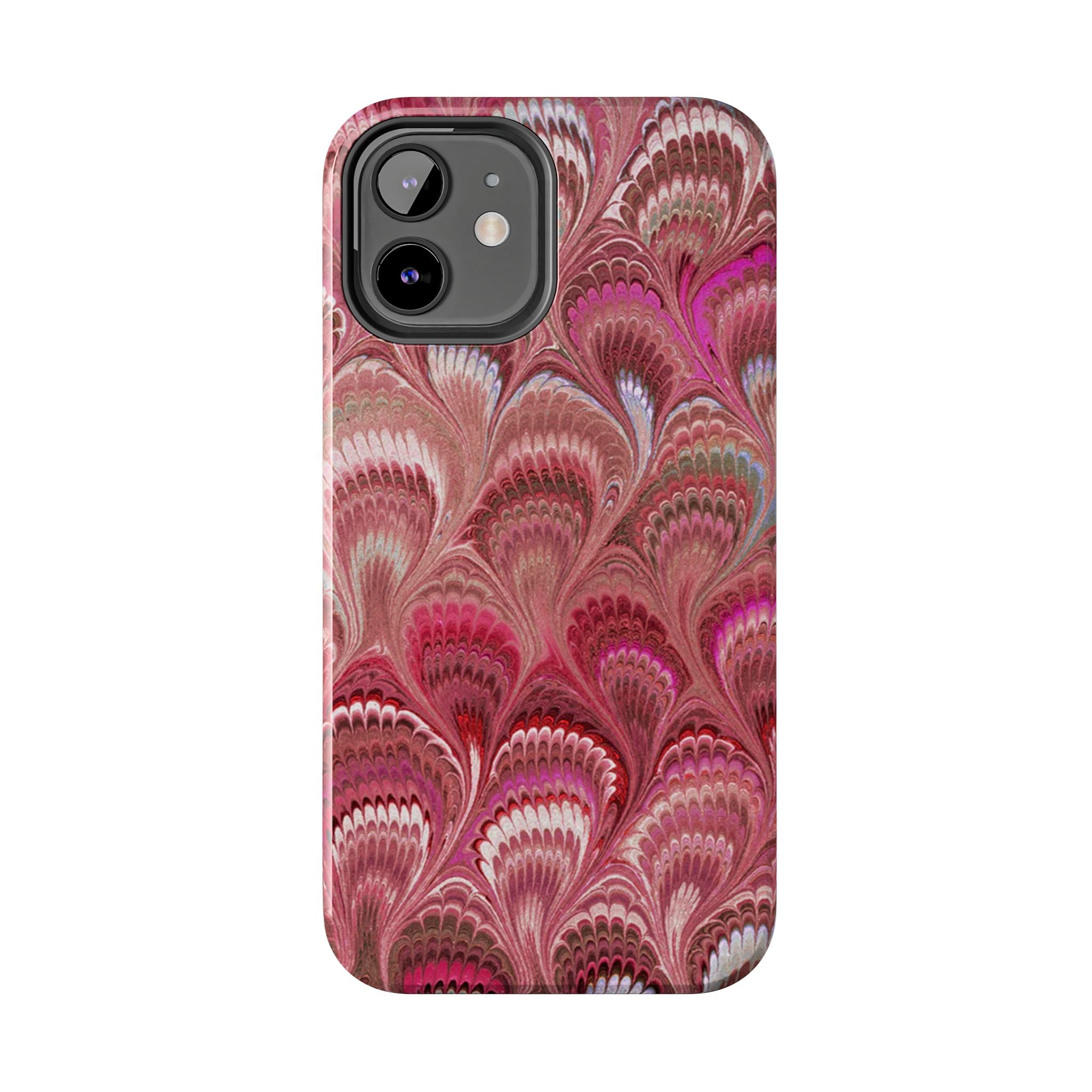 Pink Peacock Marble Italian Tough Phone Case — Durable Marbled Phone Case