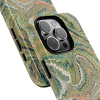 Florentine Marble iPhone Case | Inspired by Florence | Italian Marbled Paper Technique | Artisanal Green Swirl | Dual-Layer Protective Case | Matte or Glossy