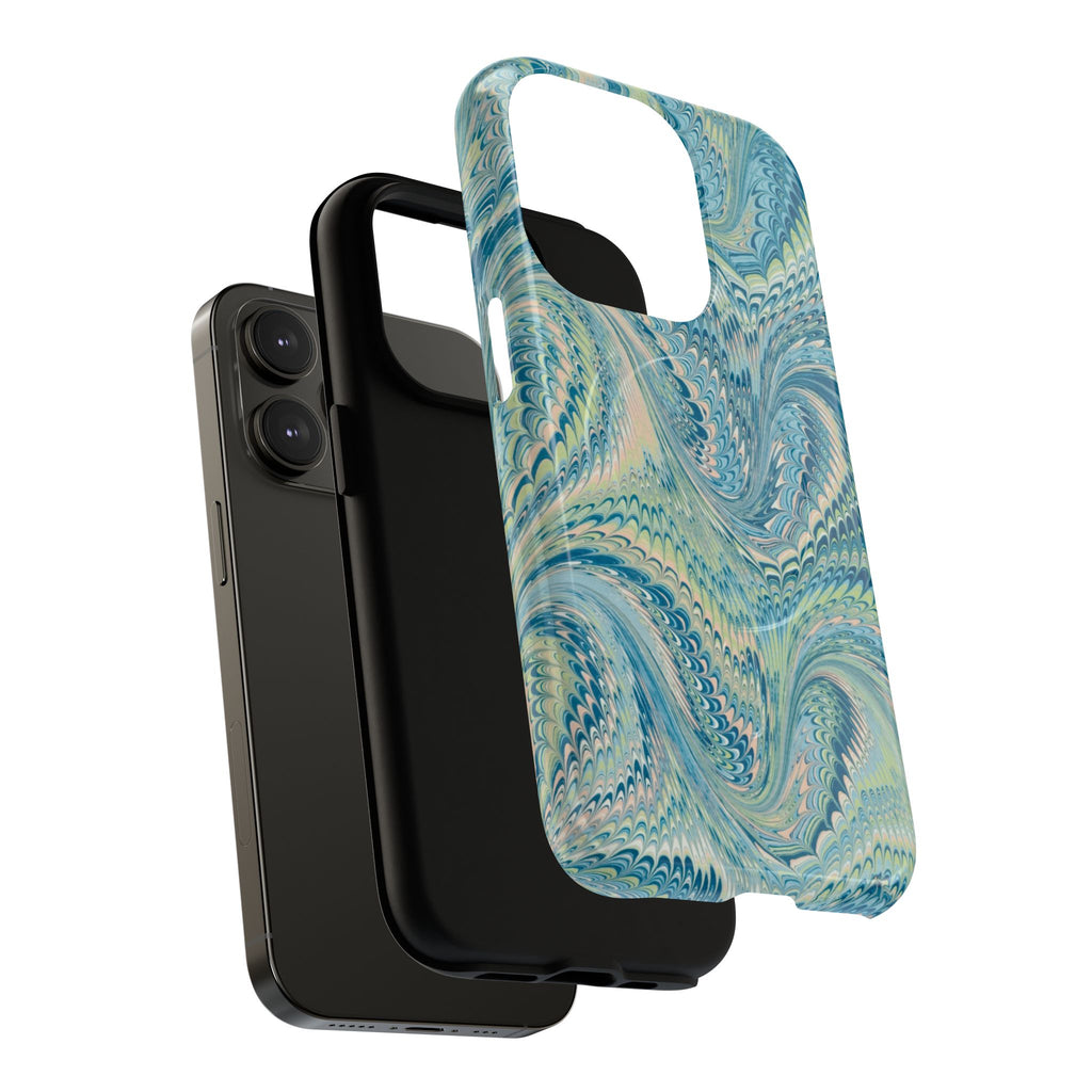 Aqua + Green Marble Phone Case - Impact-Resistant Durable - Dual Cover Design