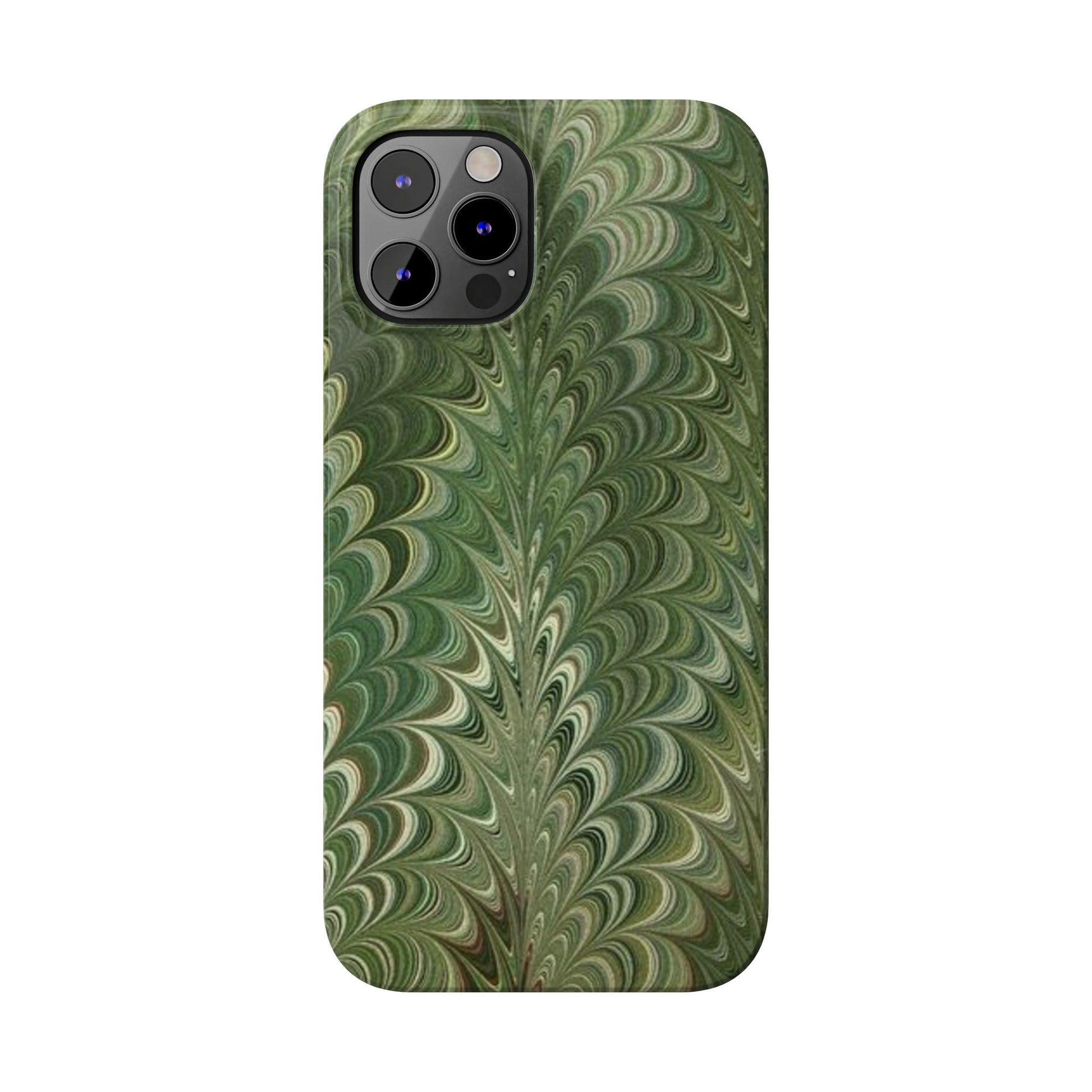 Deep Green Hues of Italian Hand-Painted, Vintage Marbled Paper from Italy Designed Phone Case, iPhone16 Case and all iPhone Cases