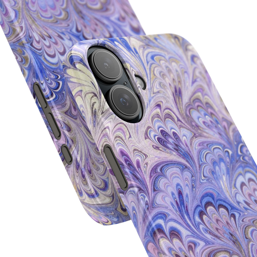 Marbled Feather Lavender + Purple Swirl - Single Layer Slim Phone Case
