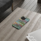 Phone Case with Design from Italy - Marbled "Peacock" Design, Green, Blue, Multi-Color Slim Phone Cases