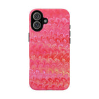 Pink and Gold Marbled Peacock Durable Phone Case - Olive Green and Brown - Matte or Glossy