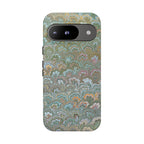 Blue and Green Feather Marbled Phone Case — Dual Layer - Tough Protective Phone Cover