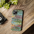 Phone Case with Design from Italy - Marbled "Peacock" Design, Green, Blue, Multi-Color Slim Phone Cases