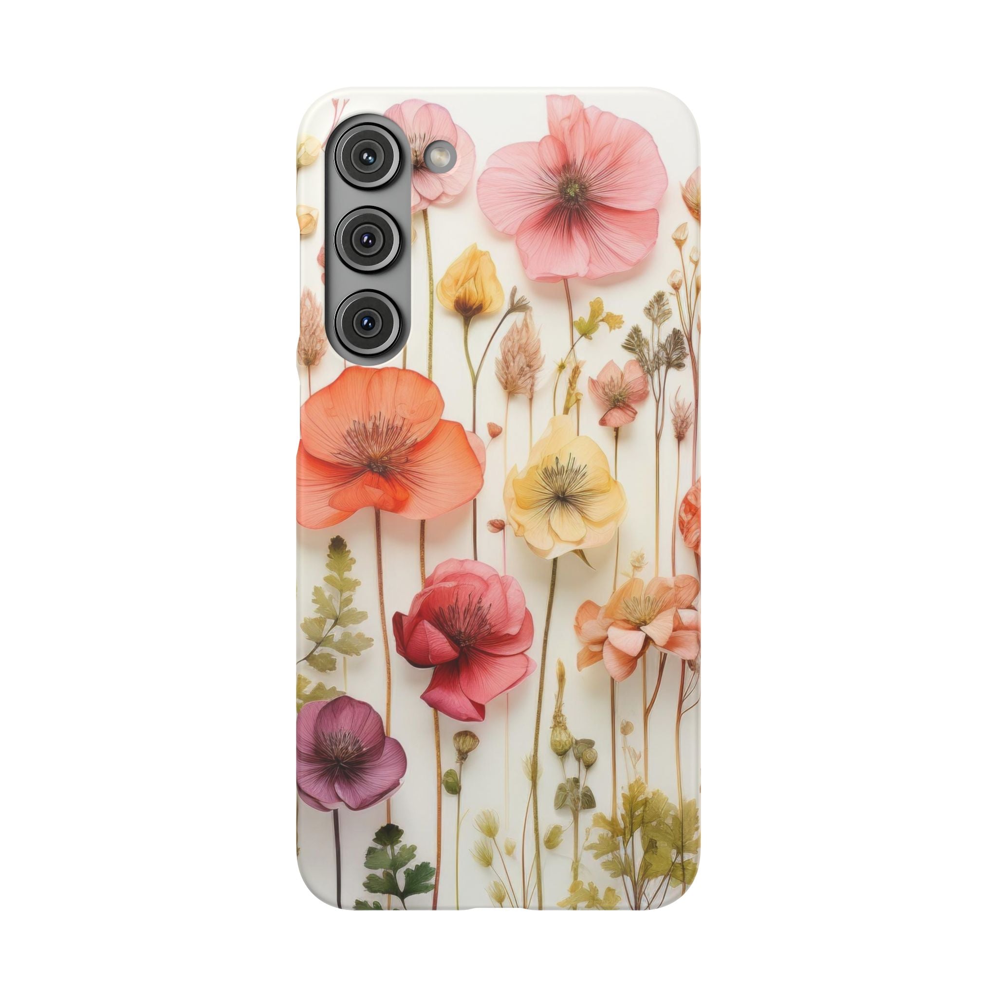 Pink Floral Pressed Flowers - Slim Case