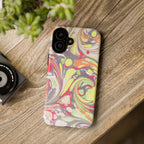 Yellow and Pink Swirl Marbled Italian Phone Case - Dual Layer - Matte or Glossy