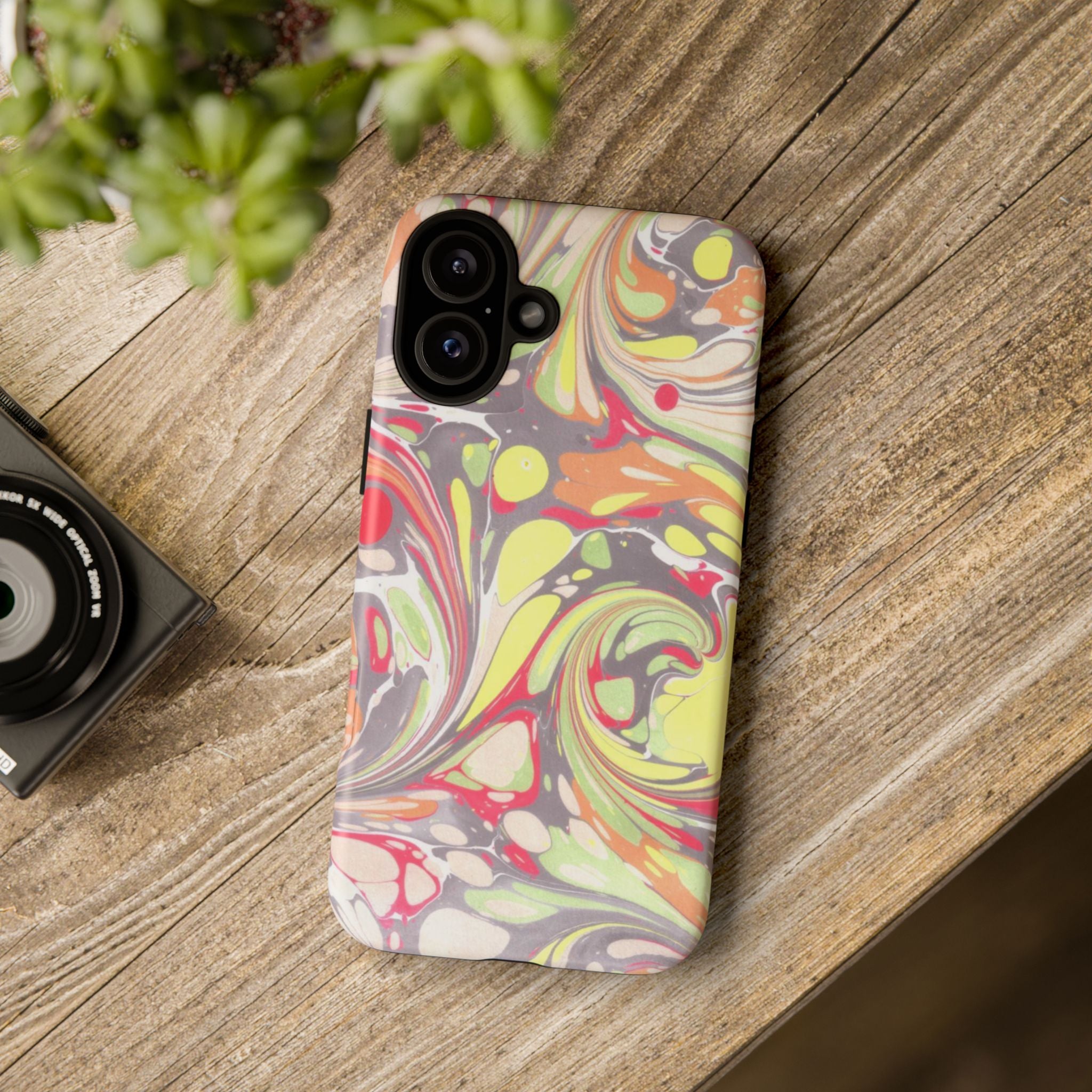 Yellow and Pink Swirl Marbled Italian Phone Case - Dual Layer - Matte or Glossy