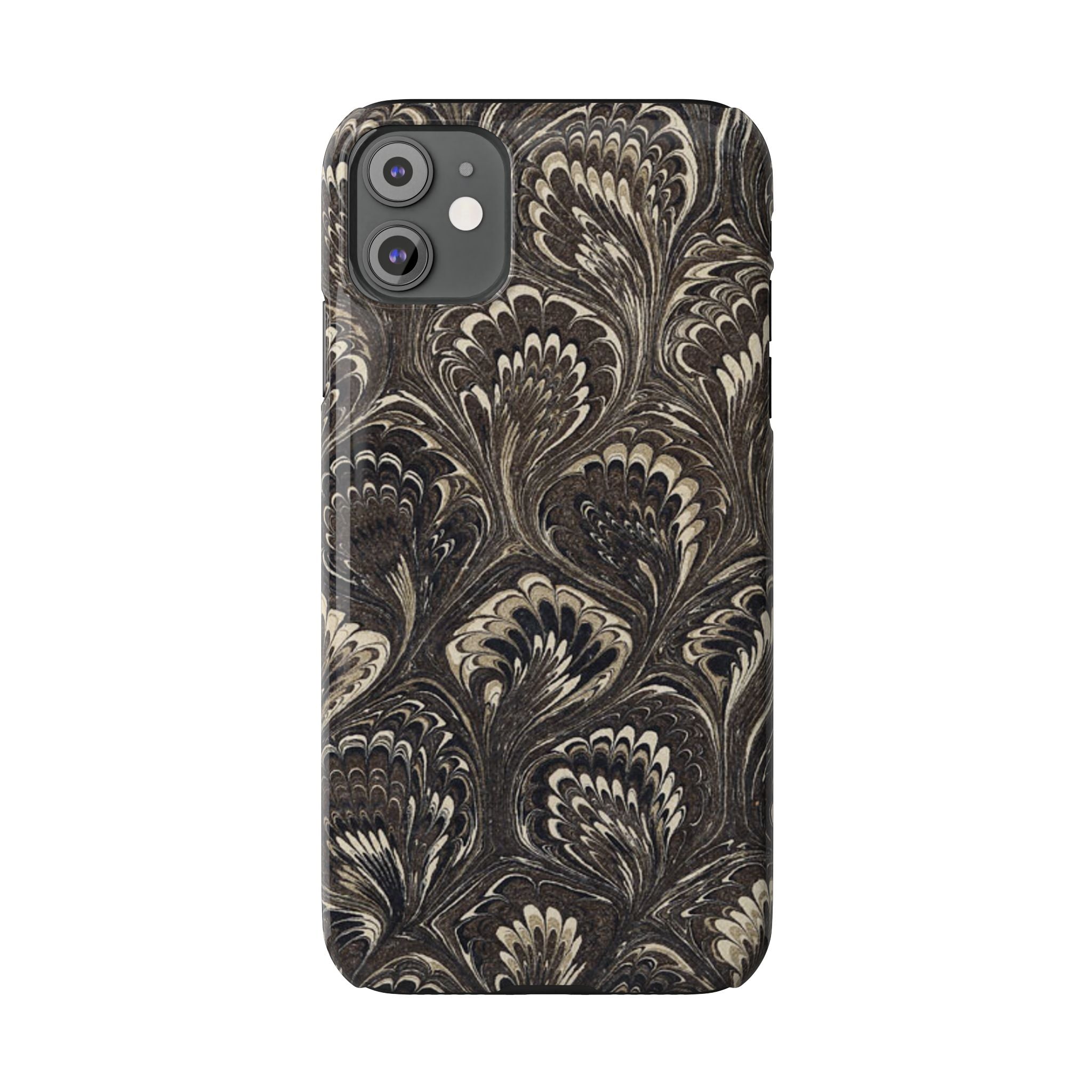 Black Italian Marble Design Slim iPhone 17 + all models Phone Cases