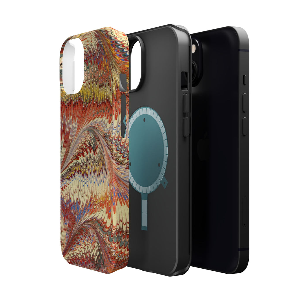 Rust + Gold Italian Marbled Design Magnetic MAG SAFE - Dual Layer Case - Glossy or Matte