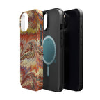 Rust + Gold Italian Marbled Design Magnetic MAG SAFE - Dual Layer Case - Glossy or Matte