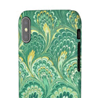 Marbled Feather Green Swirl - Single Layer Slim Phone Case
