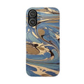 Blue and Beige Marbled Swirl Phone Case - Single Layer Slim Case