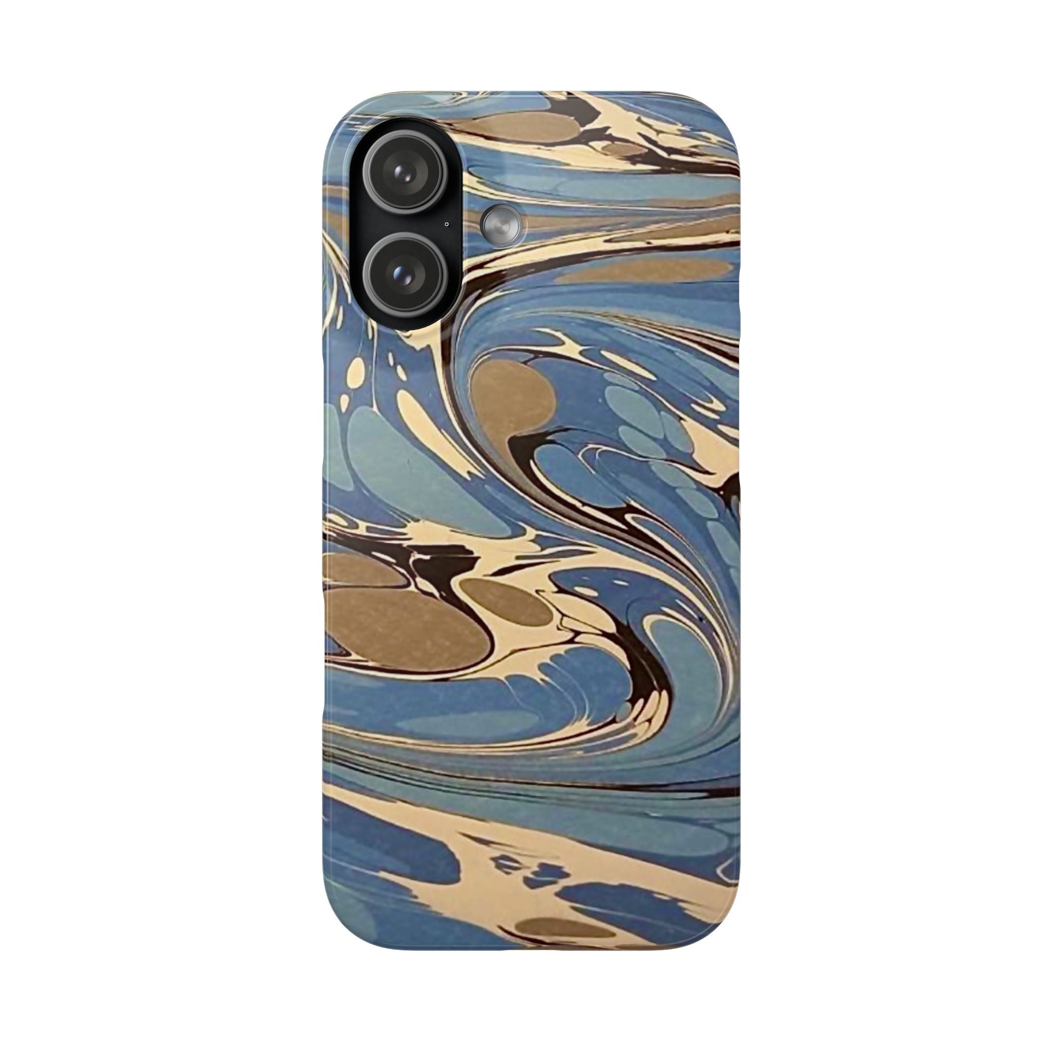 Blue and Beige Marbled Swirl Phone Case - Single Layer Slim Case