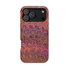 Mag Safe Marble iPhone Case - Red, Burgundy, Lavender & Gold Impact-Resistant