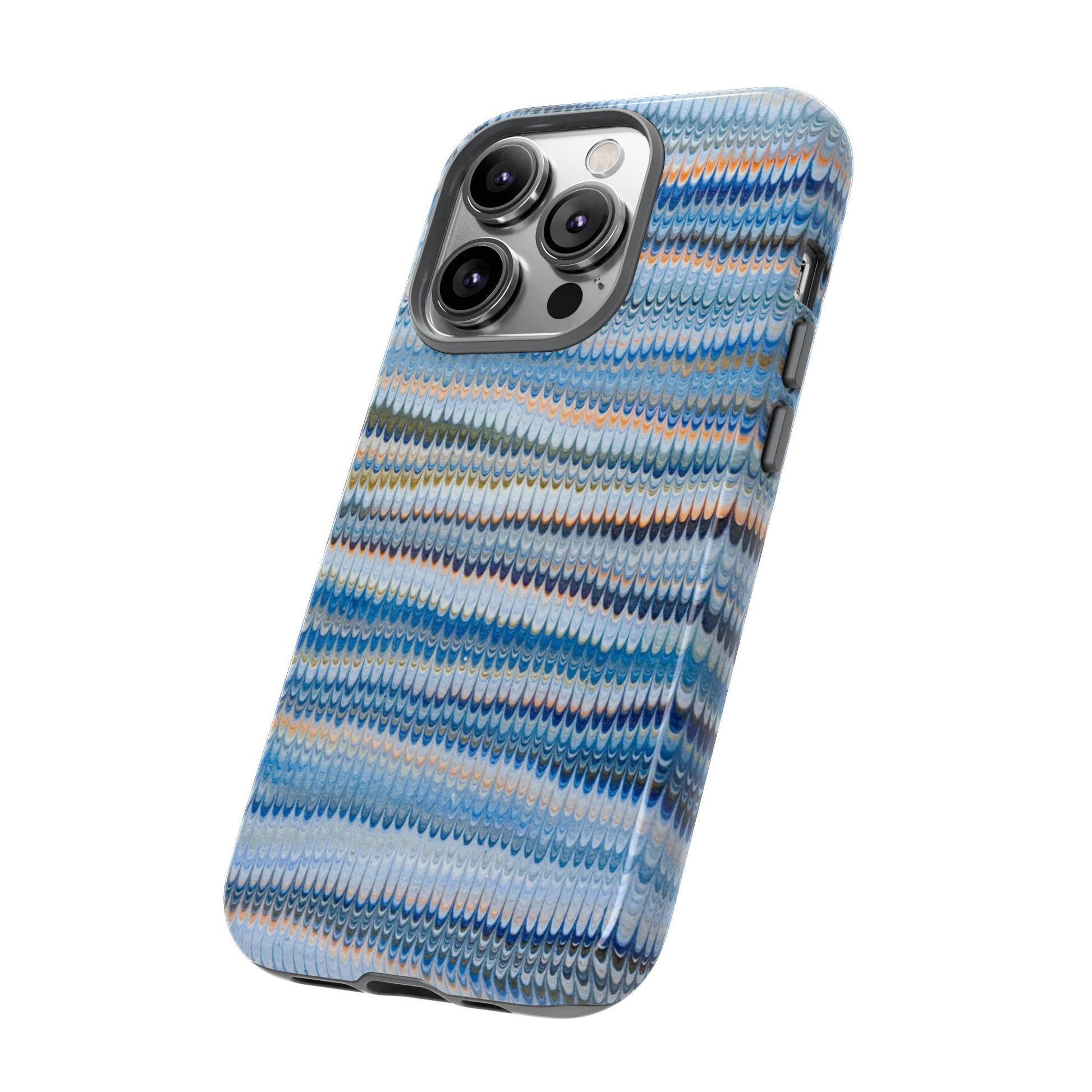 Blue Marbled Phone Cases iPhone 16 + Samsung + Apple + Google - all models, Vintage Marbled Design - Tough Cases