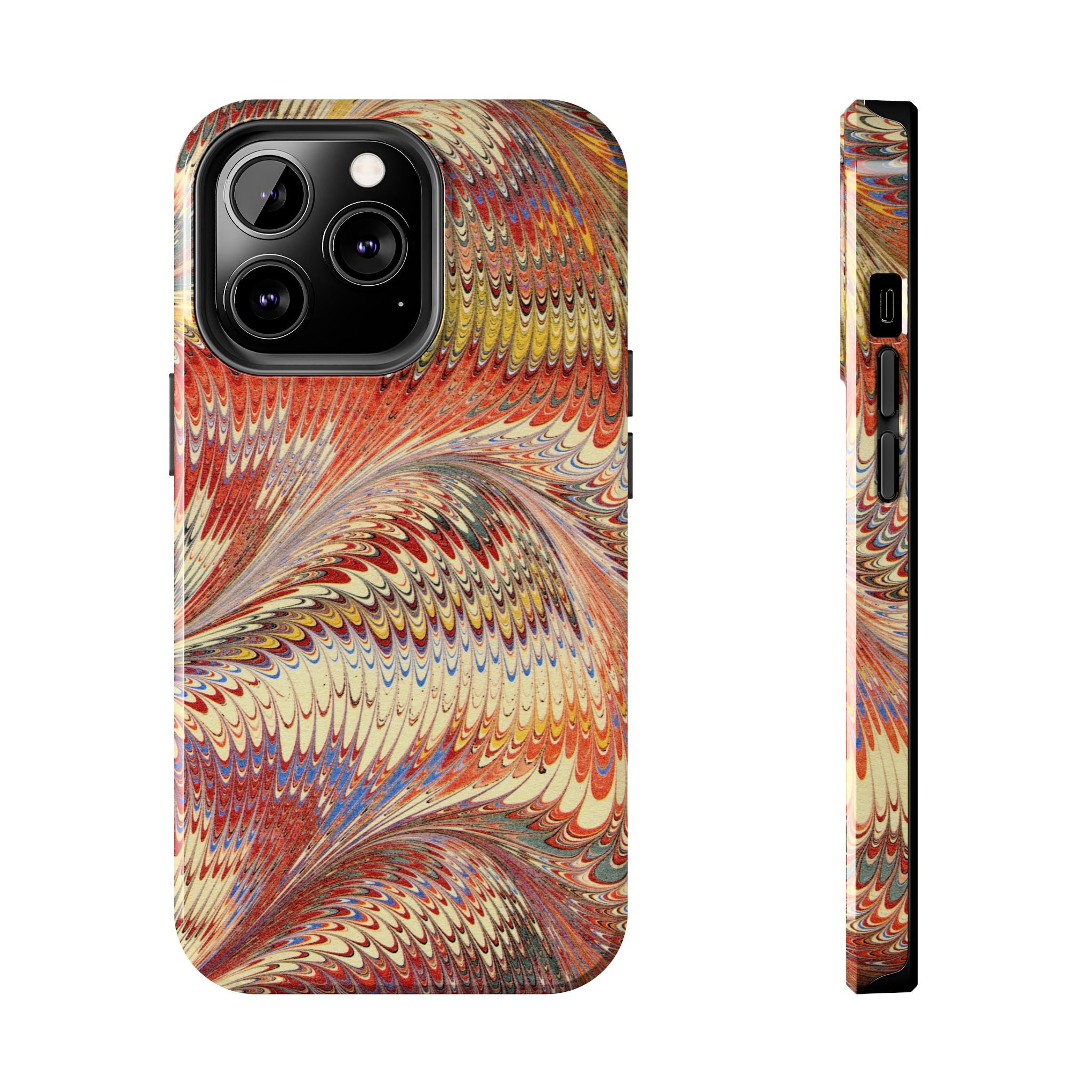 Marbled Swirl Tough Phone Case - Red Rust Orange Fall Colors, Heavy Duty Case. Alternative: Protective Phone Cover, Durable Smartphone Case,