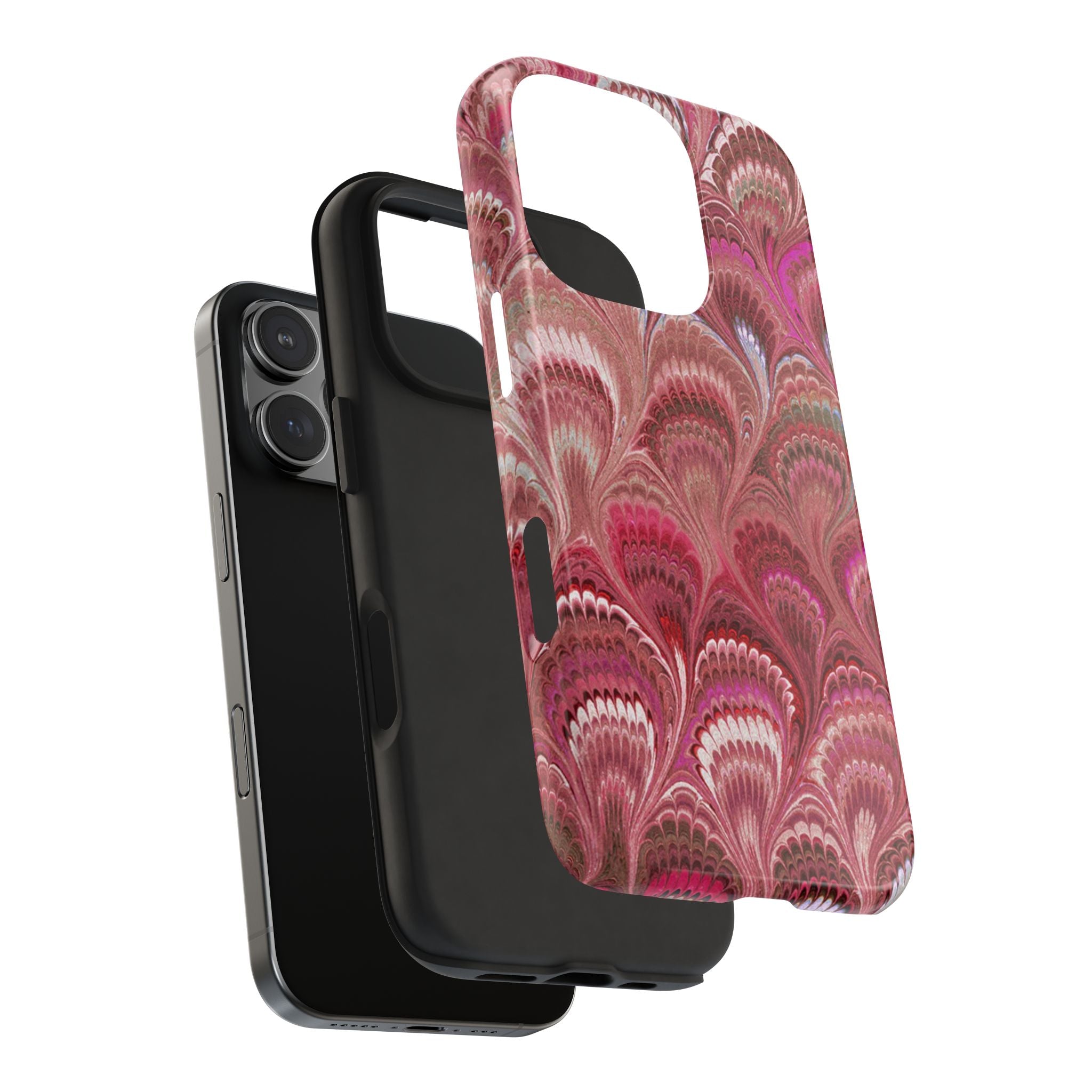 Pink Peacock Marble Italian Tough Phone Case — Durable Marbled Phone Case