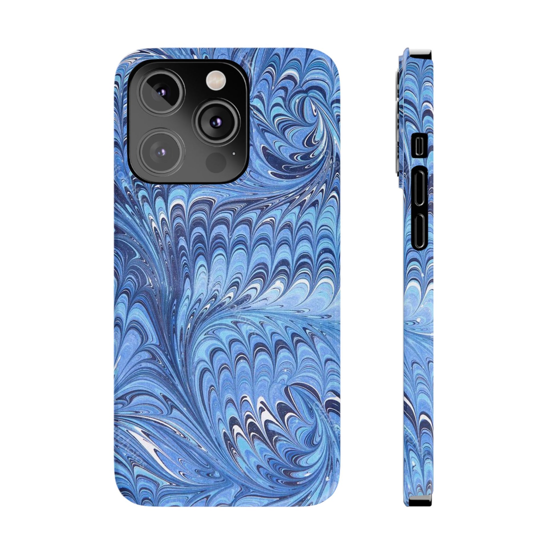 Blue Italian Marbled Design, Green and Blue Pallet, Slim Phone Case