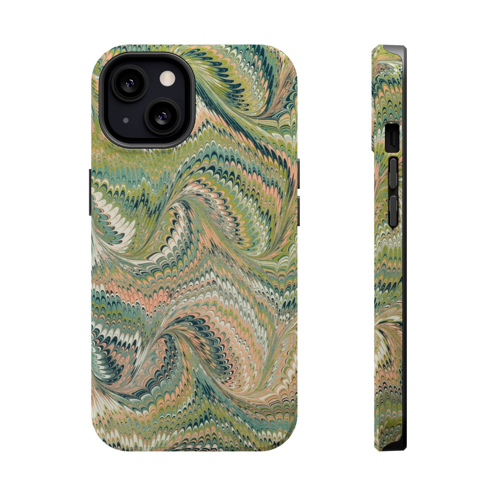 Green Pastel Italian Marble Design Magnetic MAG SAFE High Impact iPhone Cases