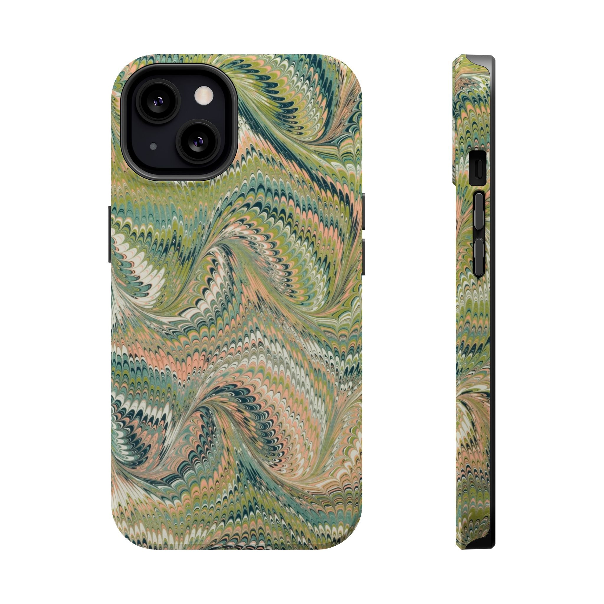 Green Pastel Italian Marble Design Magnetic MAG SAFE High Impact iPhone Cases