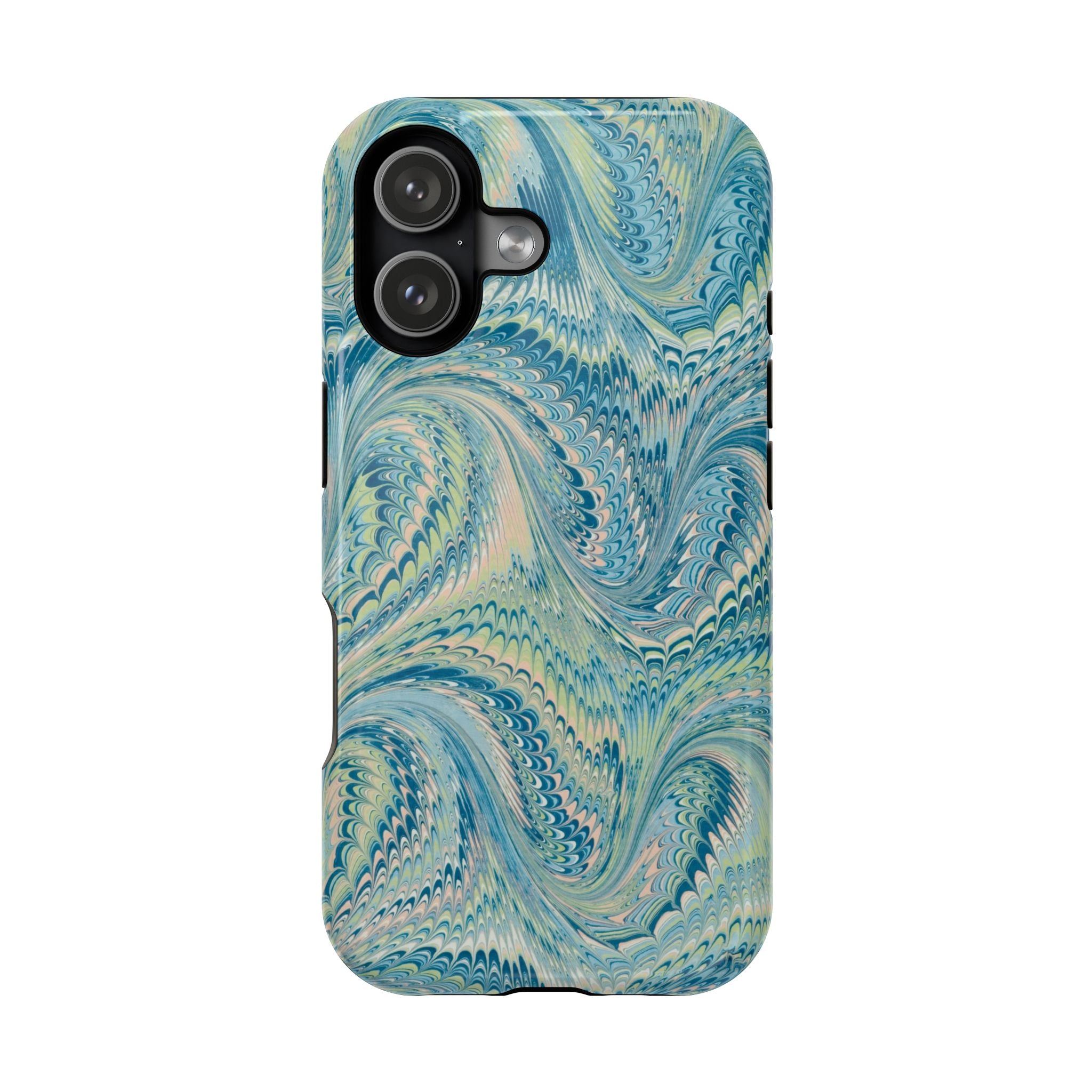 Aqua + Green Marble Phone Case - Impact-Resistant MAG SAFE - Dual Cover Design