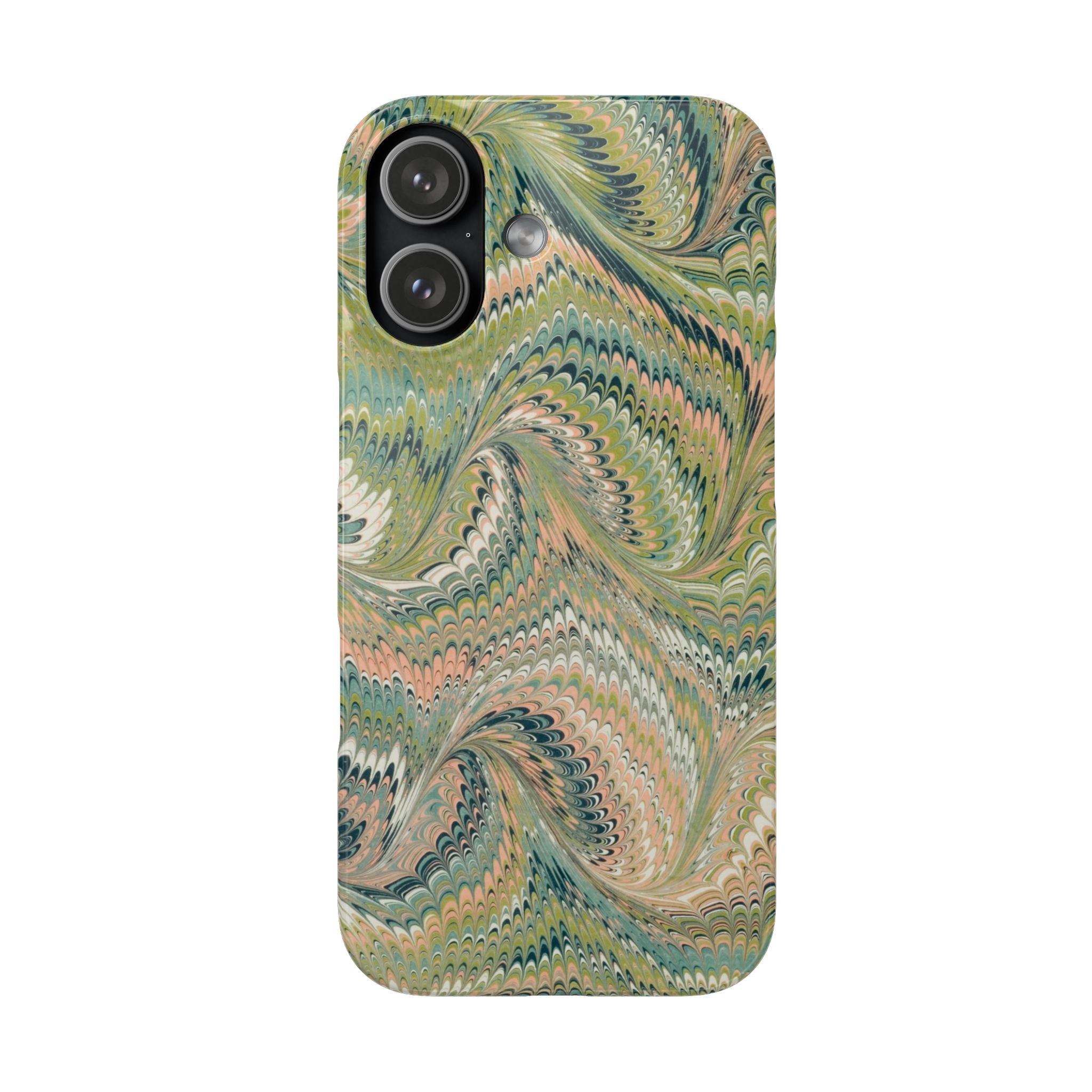 Italian Marbled Green Swirl - Single Layer Slim Phone Case