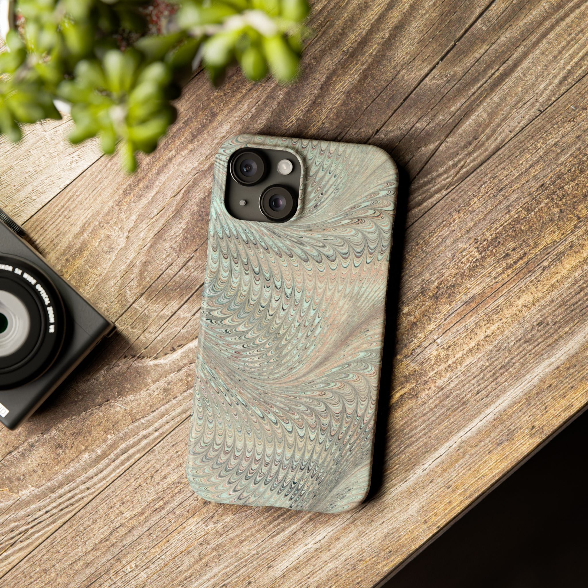 Mint + Green Italian Marbled Phone Case, Mag Safe