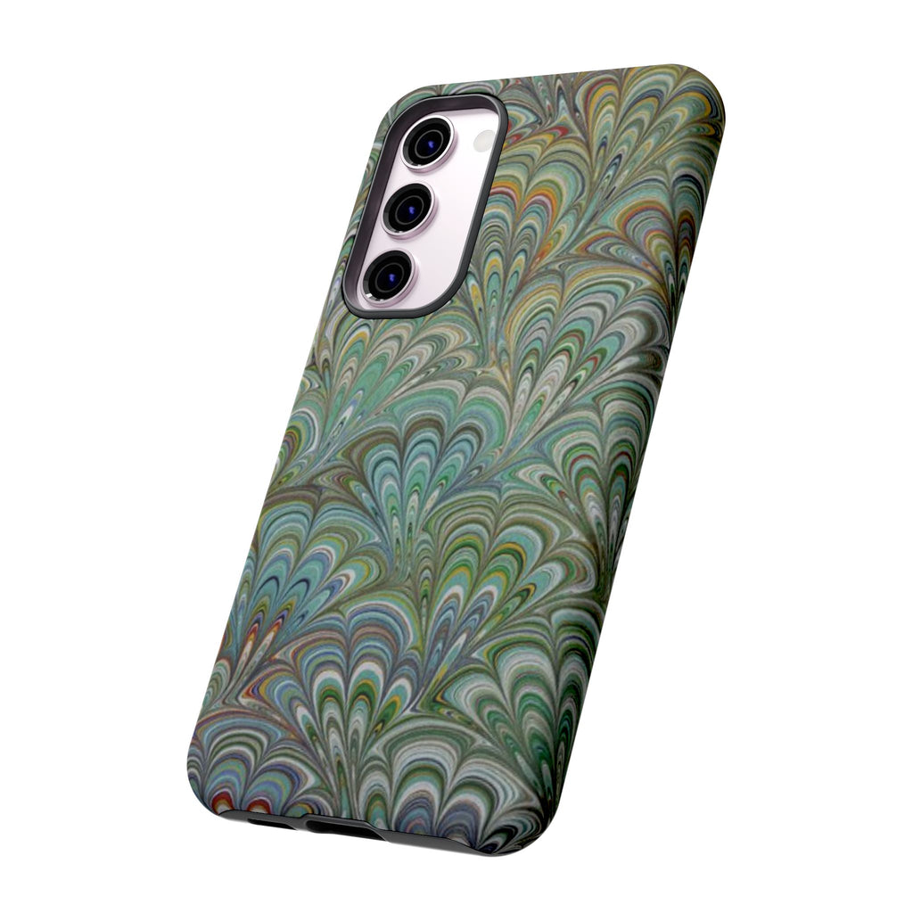 Green Marbled Peacock Durable Phone Case - Matte or Glossy