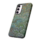 Green Marbled Peacock Durable Phone Case - Matte or Glossy