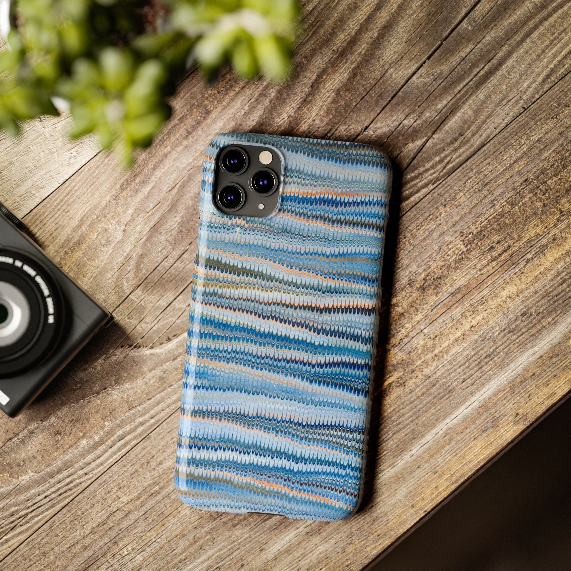 Blue Italian Hand-Painted and Vintage Marbled Inspired Paper Design, Italy Feather Phone Case, iPhone15 Case and all iPhone Case Sizes