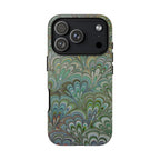 Green Marbled Peacock Durable Phone Case - Matte or Glossy