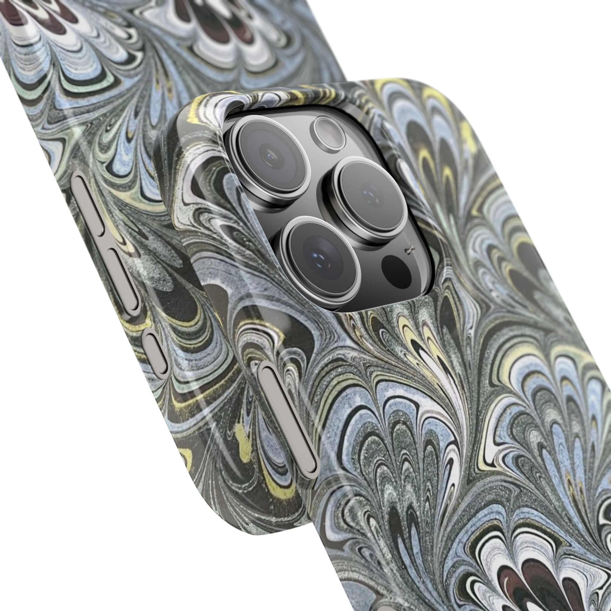 Black + White + Yellow Italian Marble - Single Layer Slim Phone Case