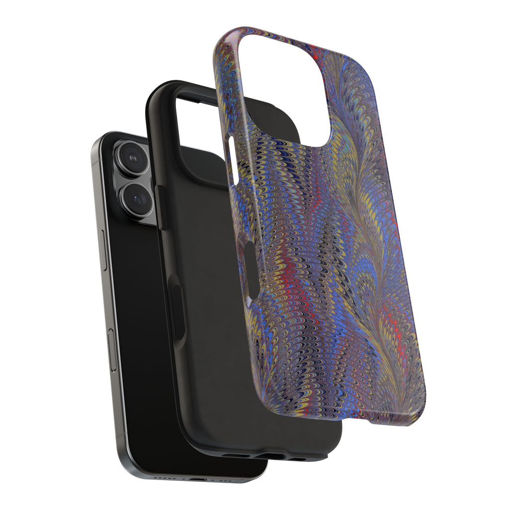 Blue + Red Marbled Tough Phone Case - Dual Layer