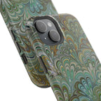 iPhone17 + All Models Phone Cases, Italian Peacock Feather Design, Stylish Impact-Resistant Shell, Protective Cover, Green Peacock Print