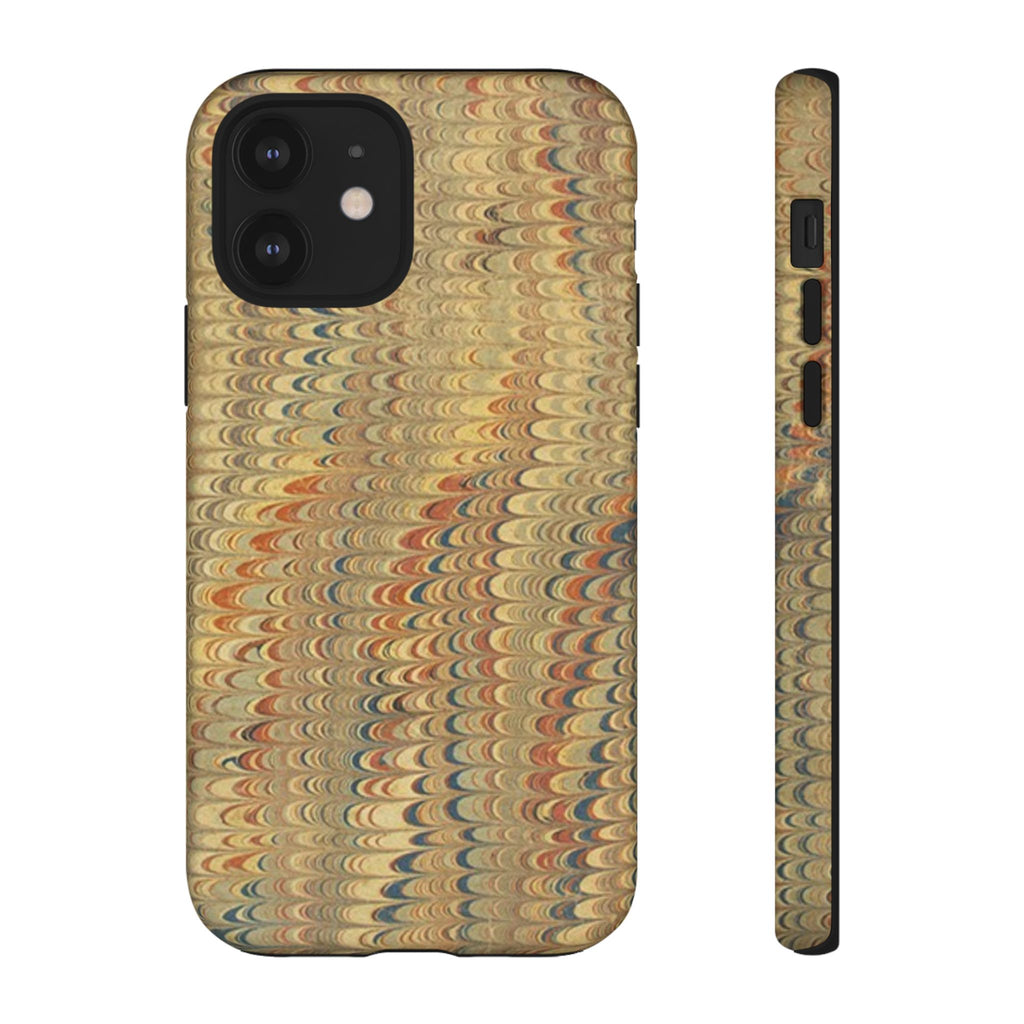 Beige and Blue Marbled Durable Phone Case - Dual Layer - Matte or Glossy