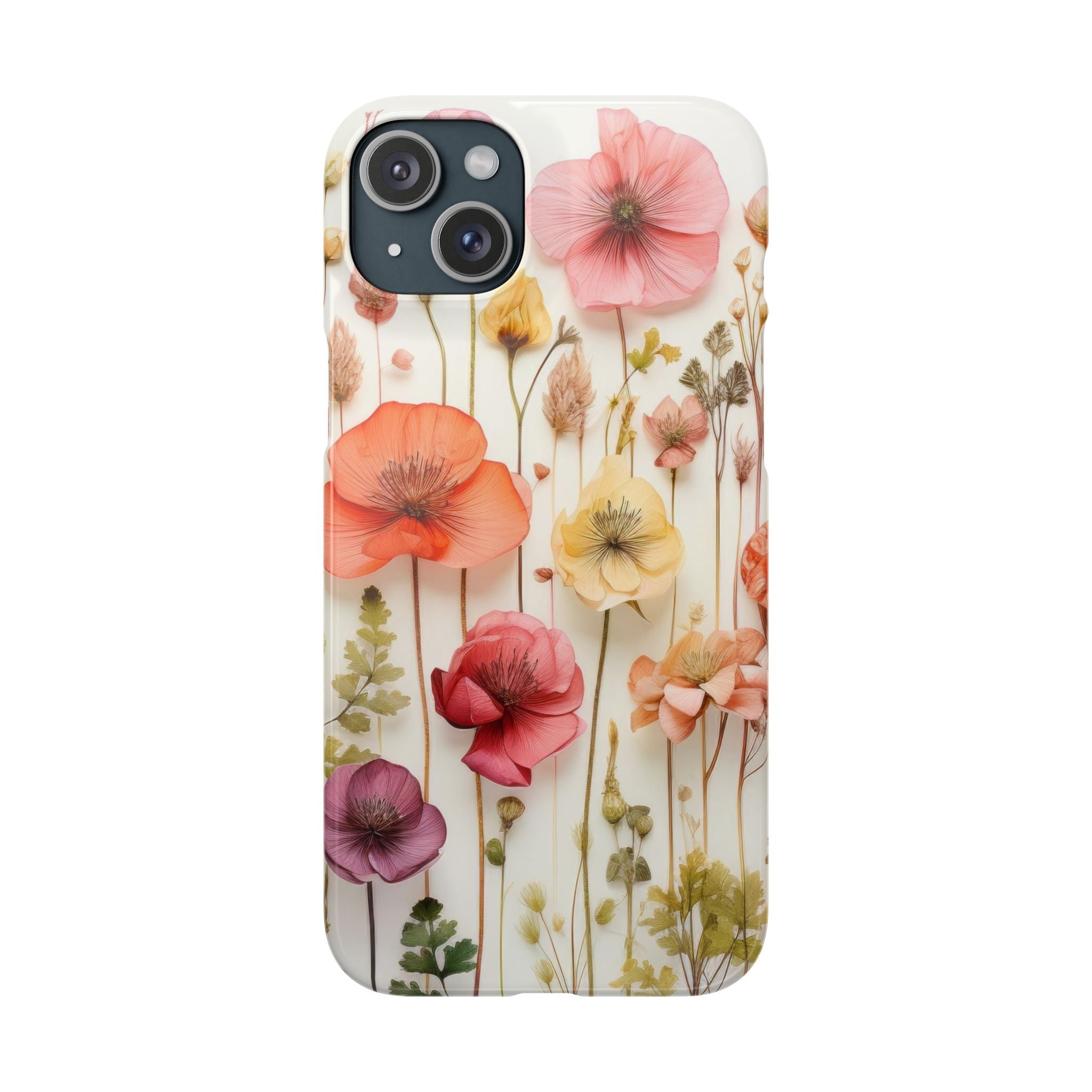Pink Floral Pressed Flowers - Slim Case