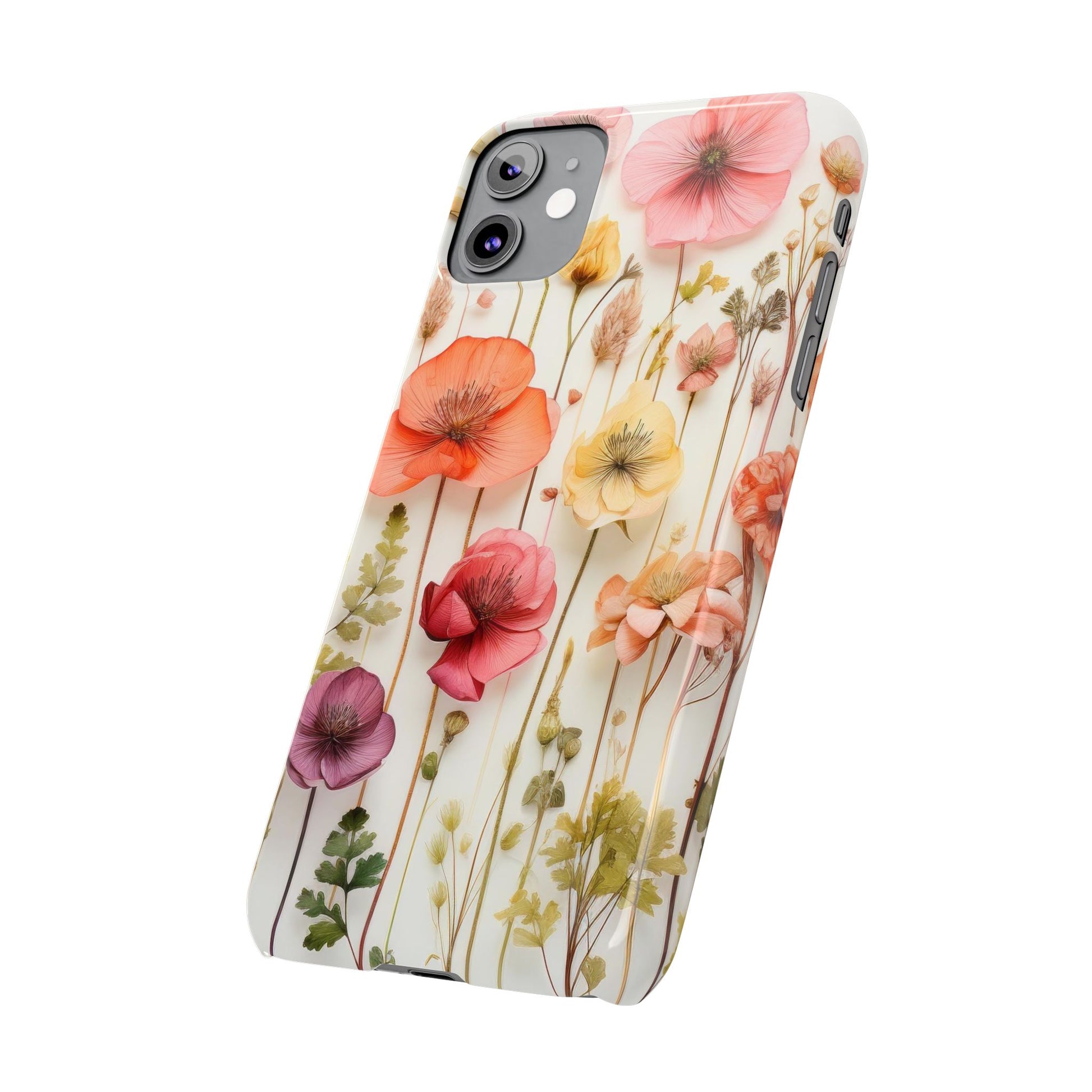 Floral, Pressed Flowers, Pink, Pastels, iPhone 16 and Other Sizes Phone Case, Mag Safe