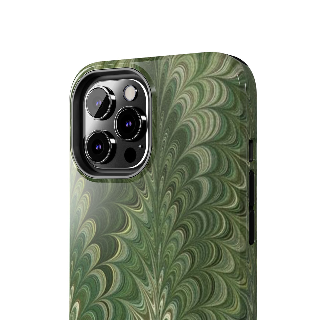 Deep Green Marble Italian Tough Phone Case — Durable Marbled Phone Case