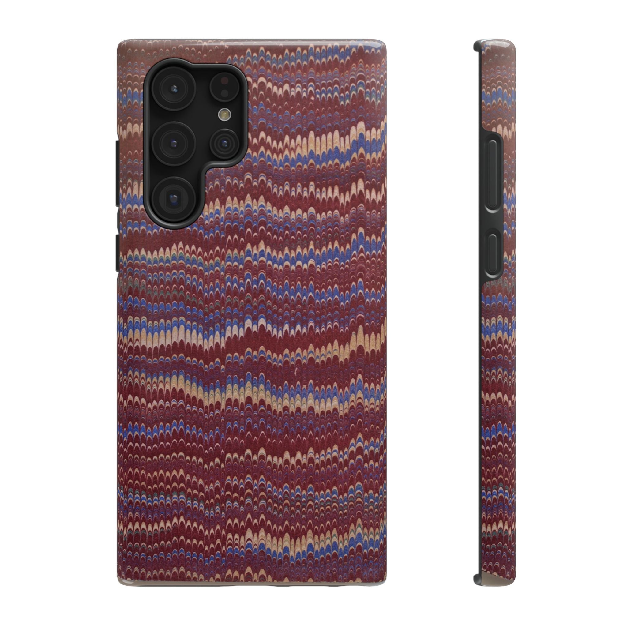 Burgundy and Blue Hues Italian Vintage Marble Design Phone Case for Apple + Samsung
