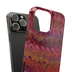 Reds, Lavenders, Marbled VIntage Design, Italian Feather Phone Case, Slim Phone Cases, IPHONE16 and all sizes