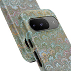 Blue and Green Feather Marbled Phone Case — Dual Layer - Tough Protective Phone Cover