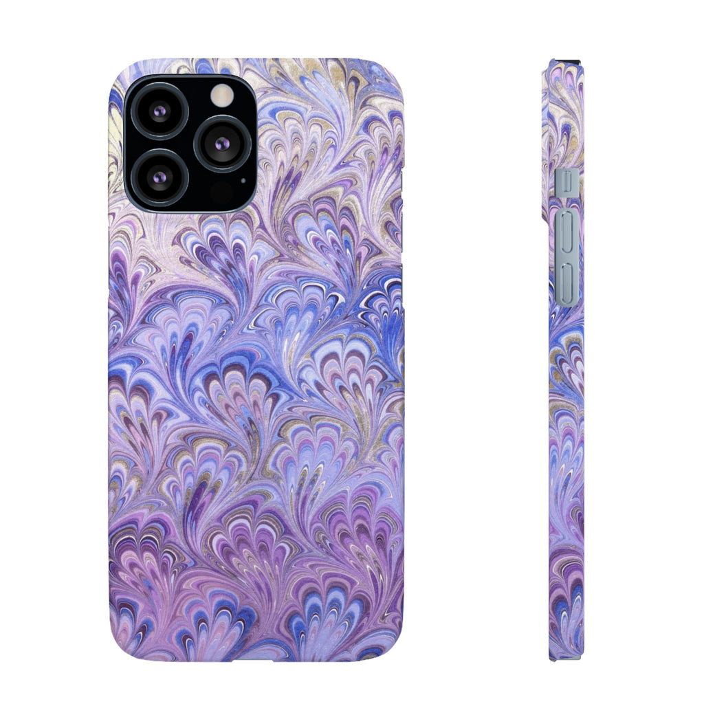 Marbled Feather Lavender + Purple Swirl - Single Layer Slim Phone Case