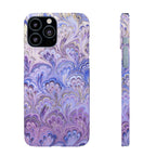 Marbled Feather Lavender + Purple Swirl - Single Layer Slim Phone Case